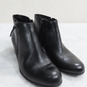 ECCO Shape 35 Womens Black Leather Lizard Embossed Panel Ankle Boot Size 7/38